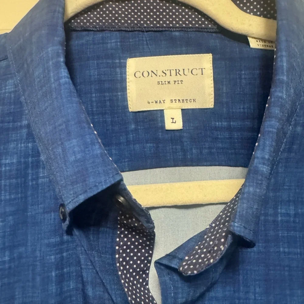 Construct Slim Fit Four-Way Stretch Performance Chambray Shirt - Picture 7 of 15
